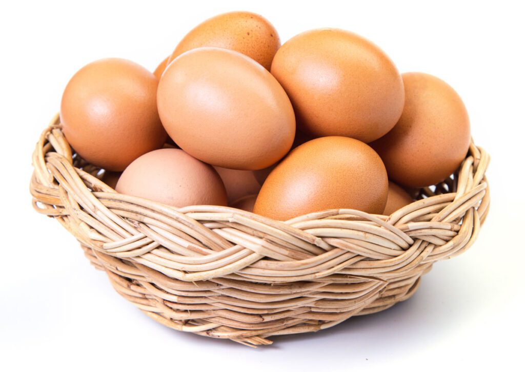 Farm fresh eggs in a basket